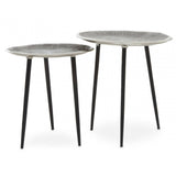 Westend Set Of Two Oak Effect Silver Top Side Tables