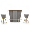 Westend Bar And Grey Velvet Stools Set