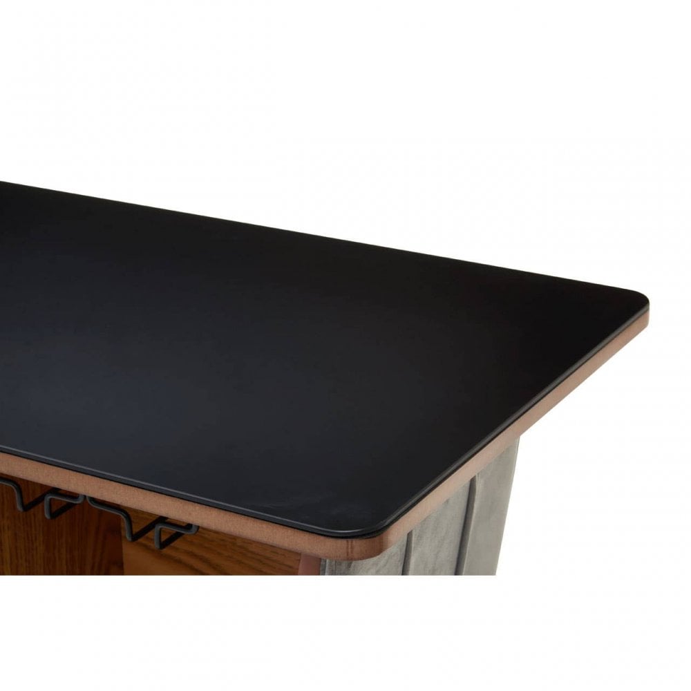 Westend Bar And Grey Velvet Stools Set