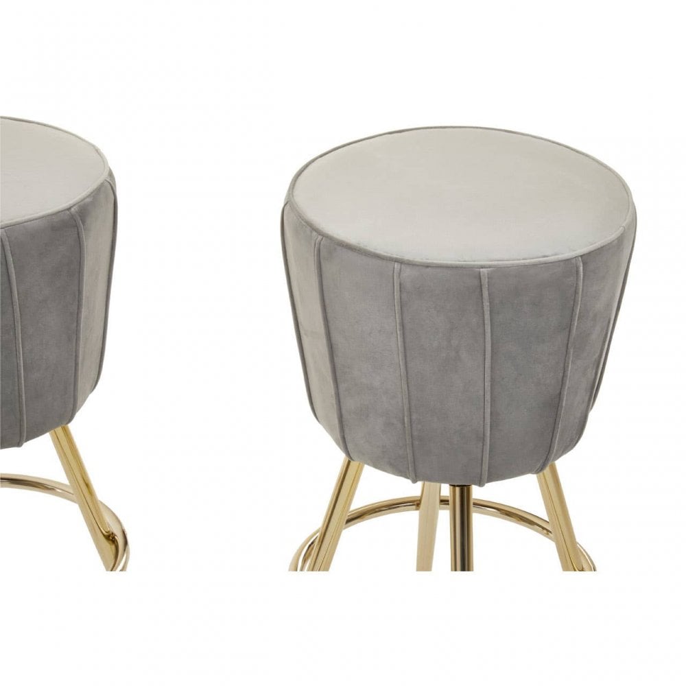 Westend Bar And Grey Velvet Stools Set