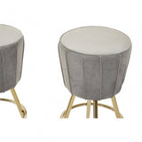 Westend Bar And Grey Velvet Stools Set