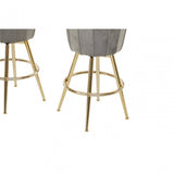 Westend Bar And Grey Velvet Stools Set