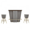 Westend Bar And Grey Velvet Stools Set