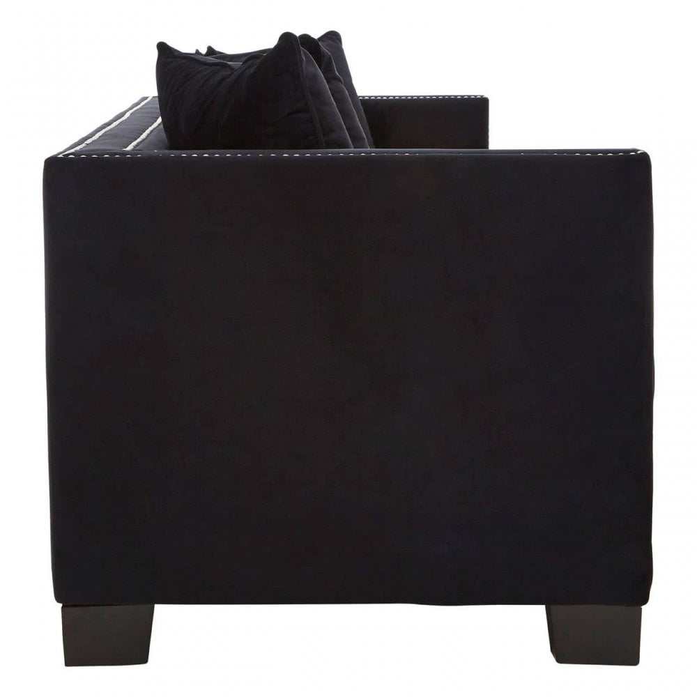 Westend 3 Seater Black Velvet Sofa