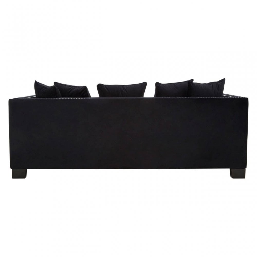 Westend 3 Seater Black Velvet Sofa