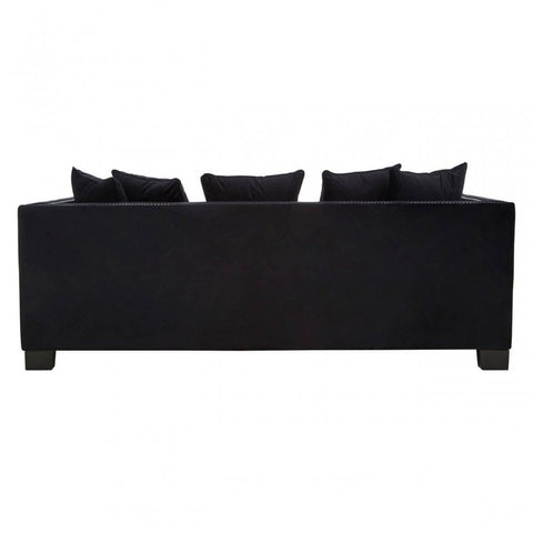 Westend 3 Seater Black Velvet Sofa