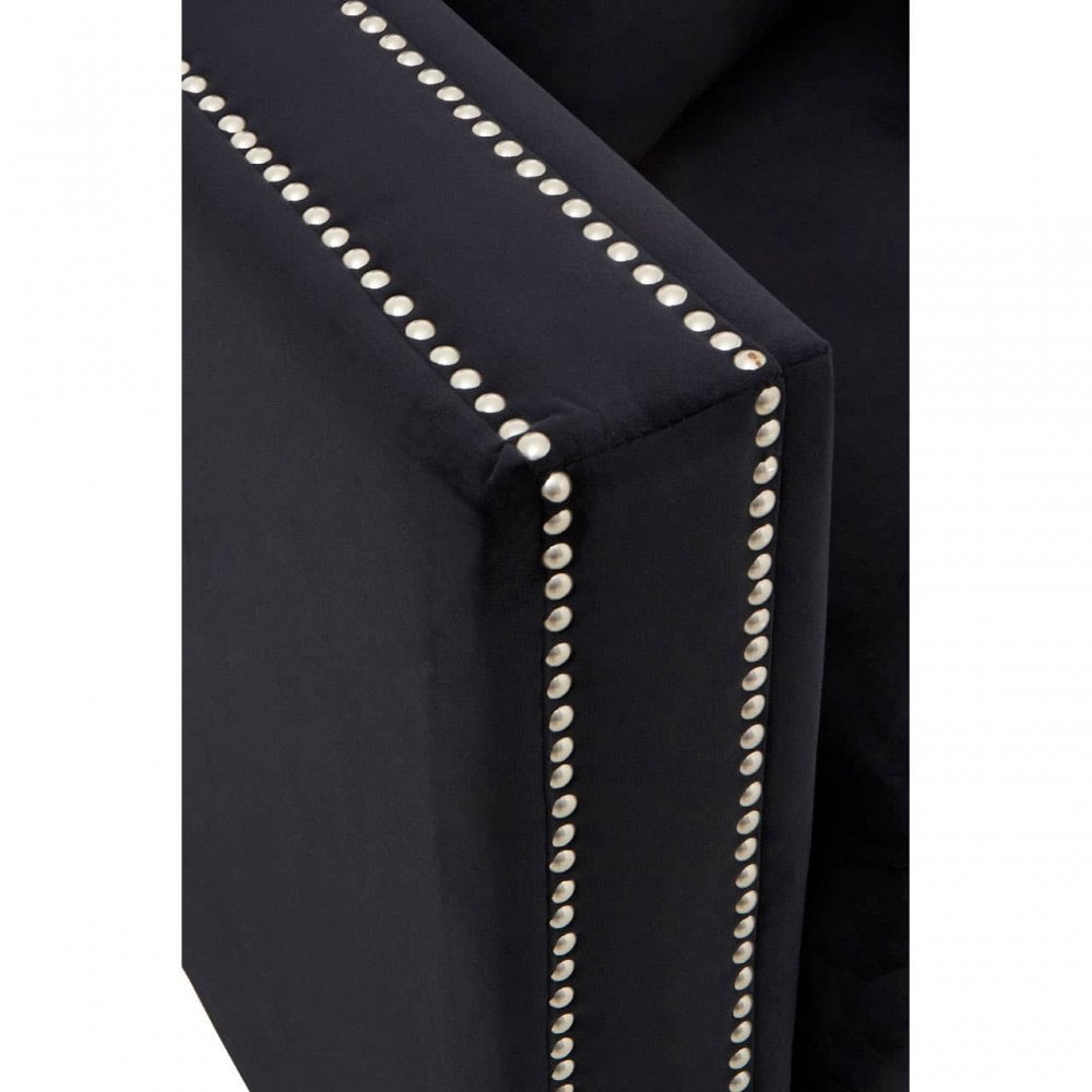 Westend 3 Seater Black Velvet Sofa