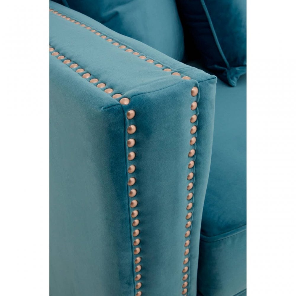 Westend 3 Seater Cyan Blue Velvet Sofa