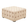 Helia Beige Linen Button Tufted Footstool
