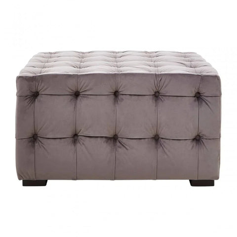 Helia Grey Velvet Button Tufted Footstool