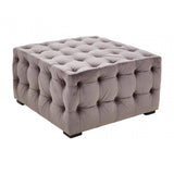 Helia Grey Velvet Button Tufted Footstool