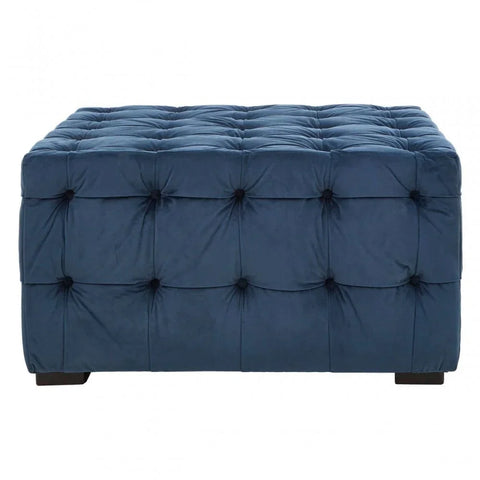 Helia Midnight Velvet Button Footstool