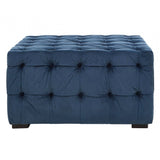 Helia Midnight Velvet Button Footstool