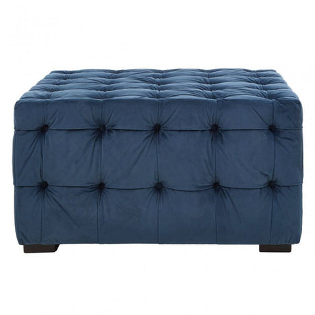 Helia Midnight Velvet Button Footstool