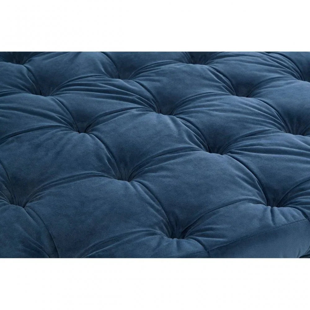 Helia Midnight Velvet Button Footstool