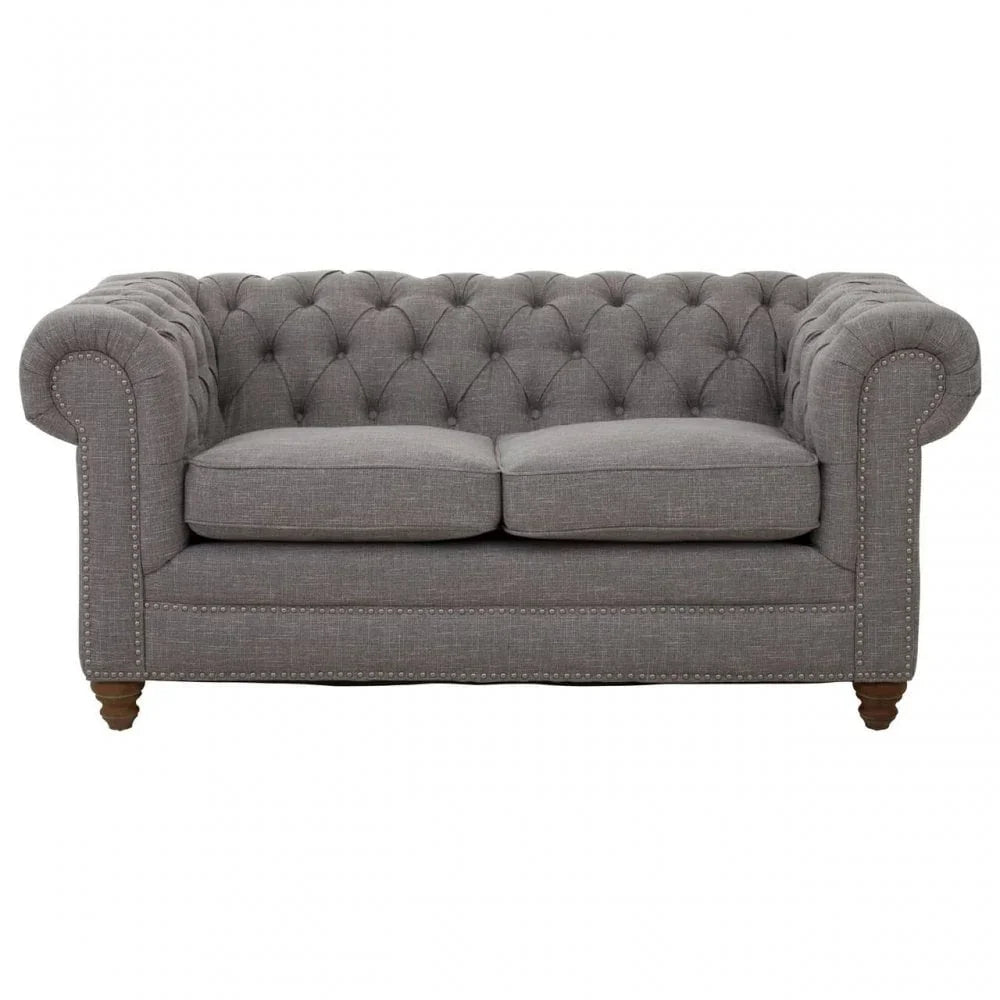 Helia Two Seat Grey Linen Sofa