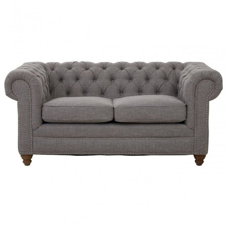 Helia Two Seat Grey Linen Sofa