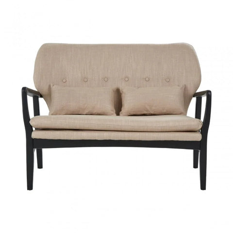 Nexus 2 Seat Beige Sofa With Black Wood Frame