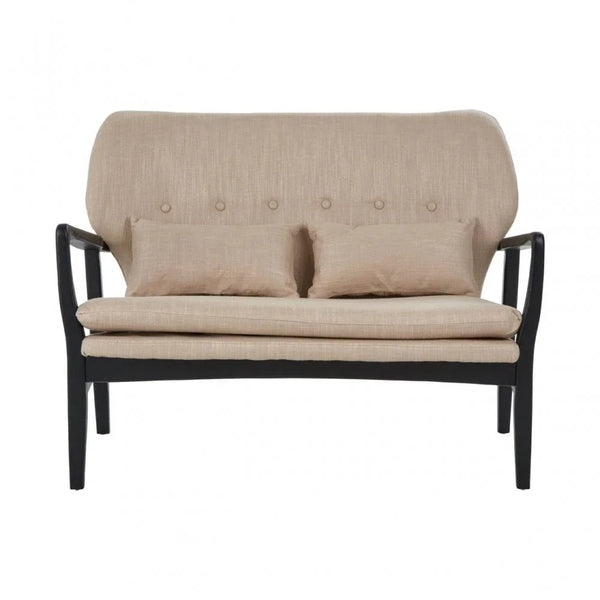 Nexus 2 Seat Beige Sofa With Black Wood Frame