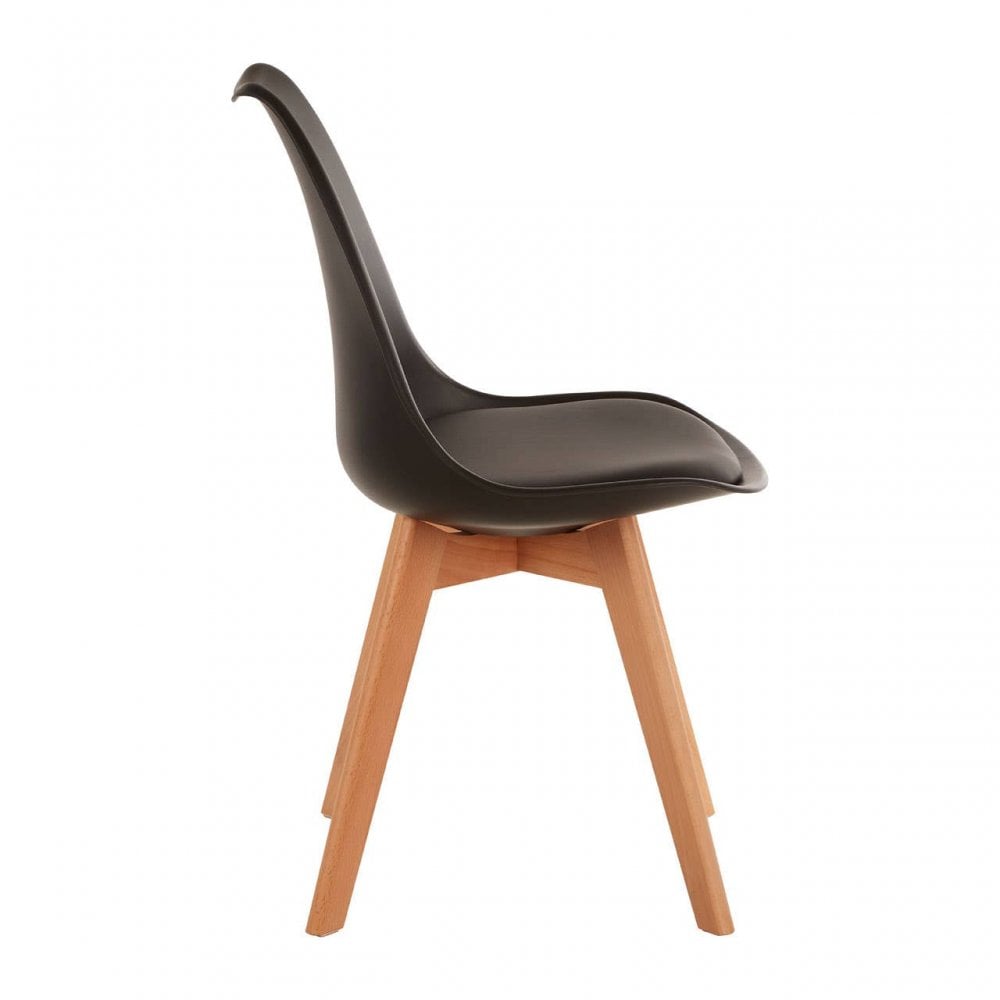 Nexus Black Chair With Cushion And Beech Wood Legs