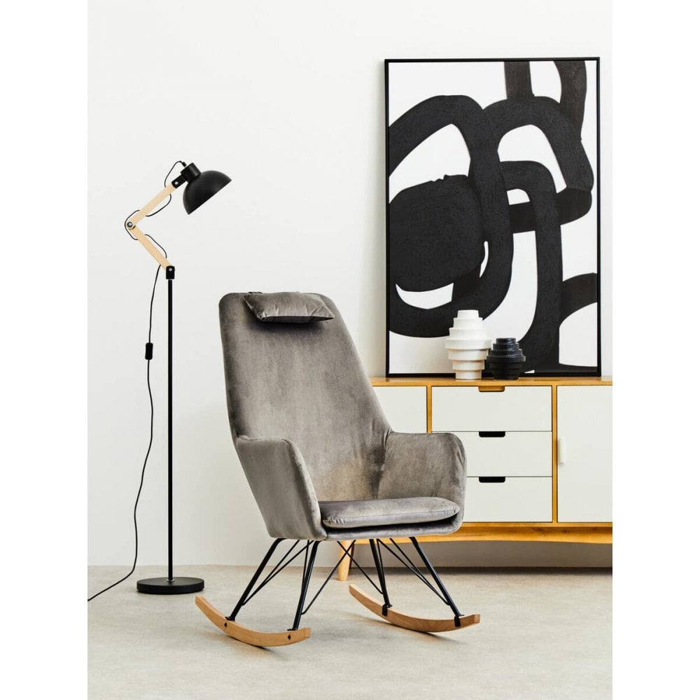 Nexus Grey Velvet Rocking Chair