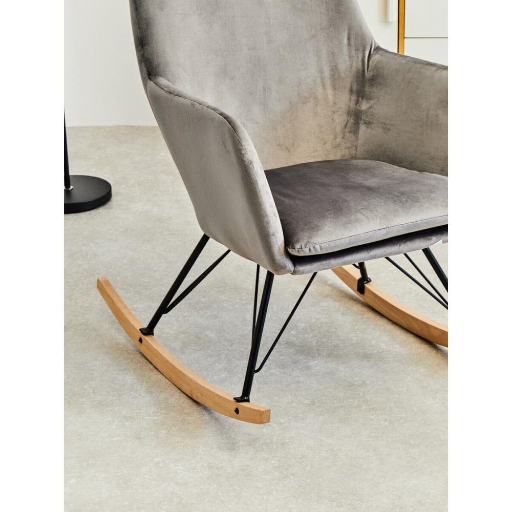 Nexus Grey Velvet Rocking Chair