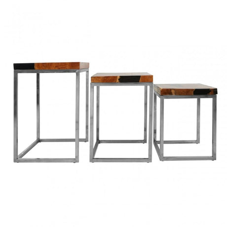 Valora Set Of 3 Teak Wood Nesting Tables