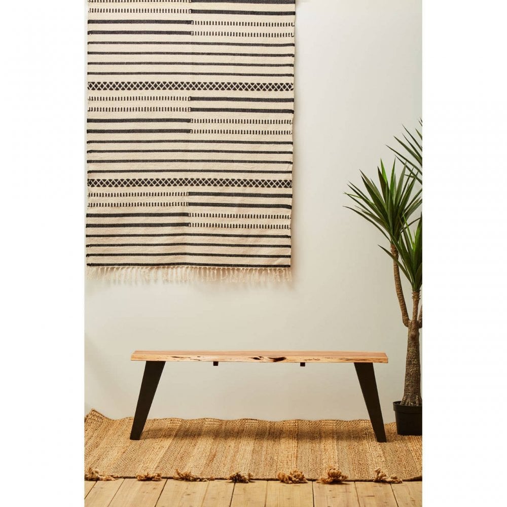 Valora Acacia Wood And Looped Iron Base Bench