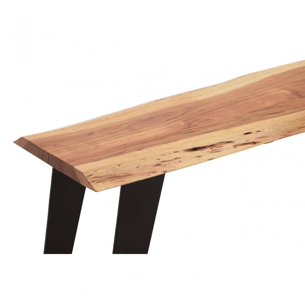 Valora Acacia Wood And Looped Iron Base Bench