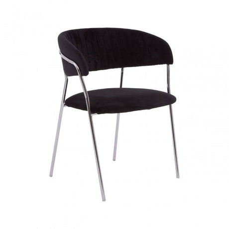 Onyx Black Channel Chrome Finish Dining Chair
