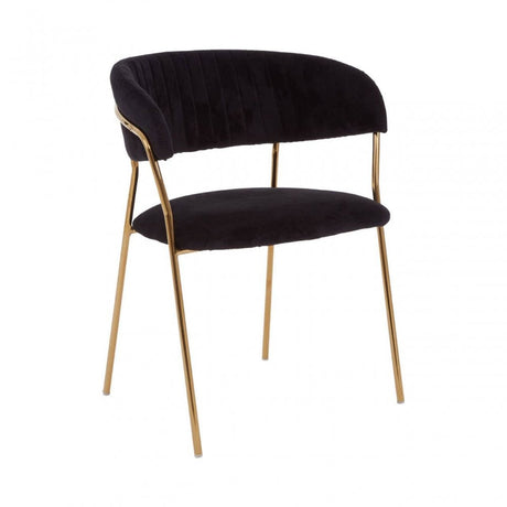 Onyx Black Channel Gold Finish Dining Chair