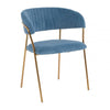 Sapphire Blue Channel Gold Finish Dining Chair