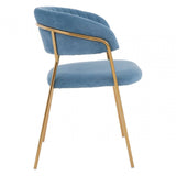 Sapphire Blue Channel Gold Finish Dining Chair
