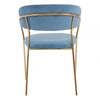 Sapphire Blue Channel Gold Finish Dining Chair