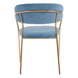Sapphire Blue Channel Gold Finish Dining Chair