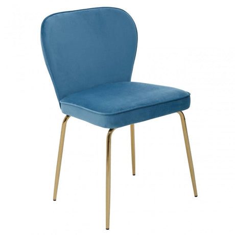 Sapphire Blue Velvet Tapered Back Dining Chair