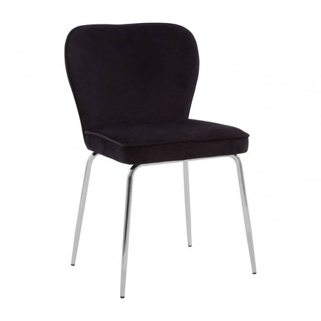 Obsidian Curved Black Chrome Finish Dining Chair