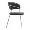Ash Grey Leather Curved Dining Chair