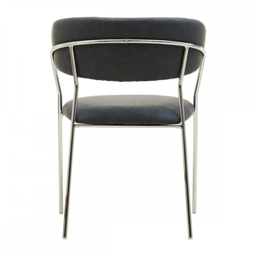 Ash Grey Leather Curved Dining Chair