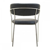 Ash Grey Leather Curved Dining Chair