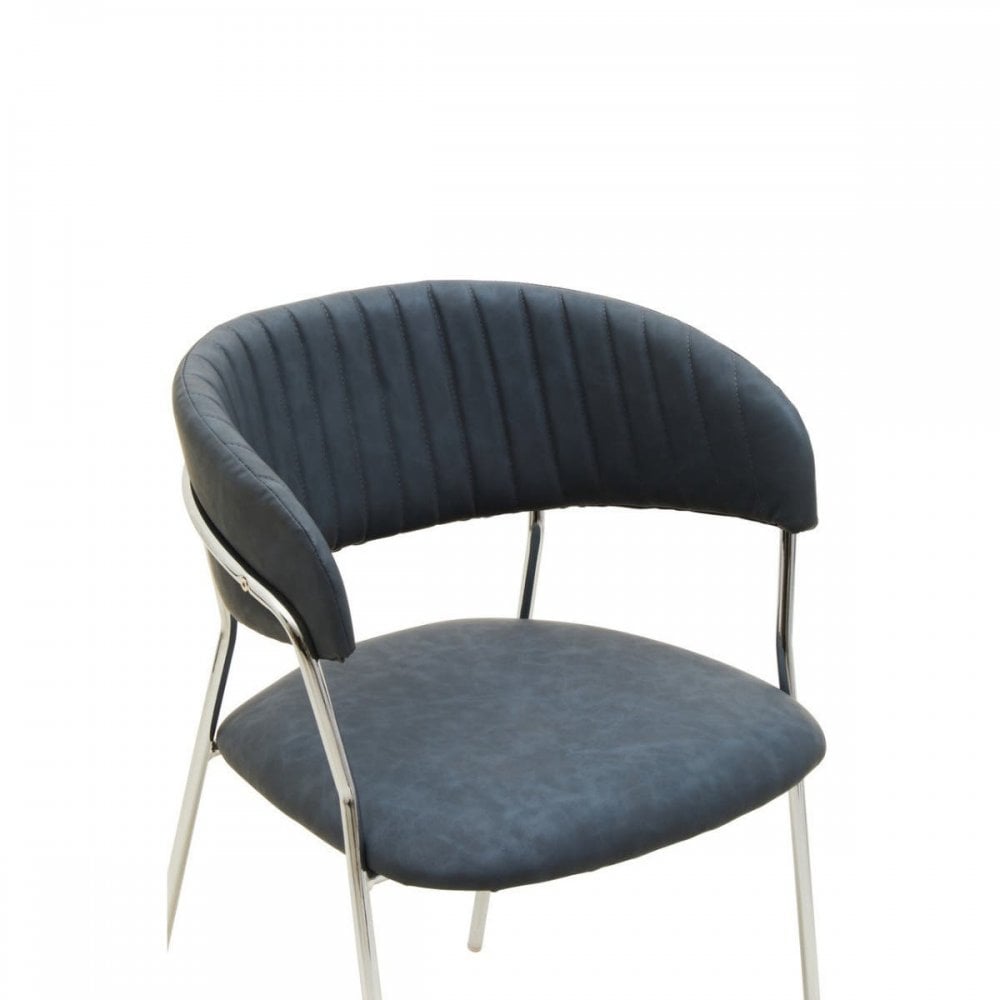 Ash Grey Leather Curved Dining Chair