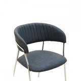 Ash Grey Leather Curved Dining Chair