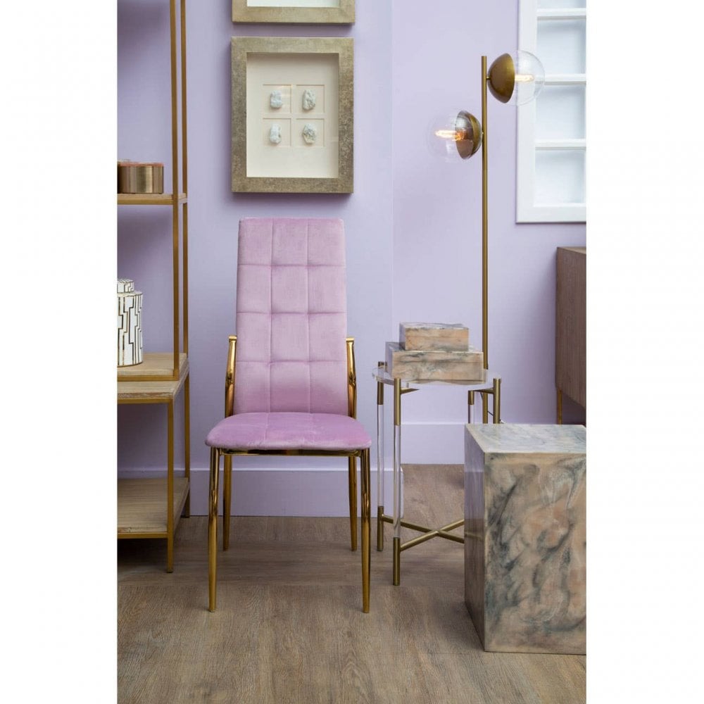 Blush Pink Velvet High Back Dining Chair