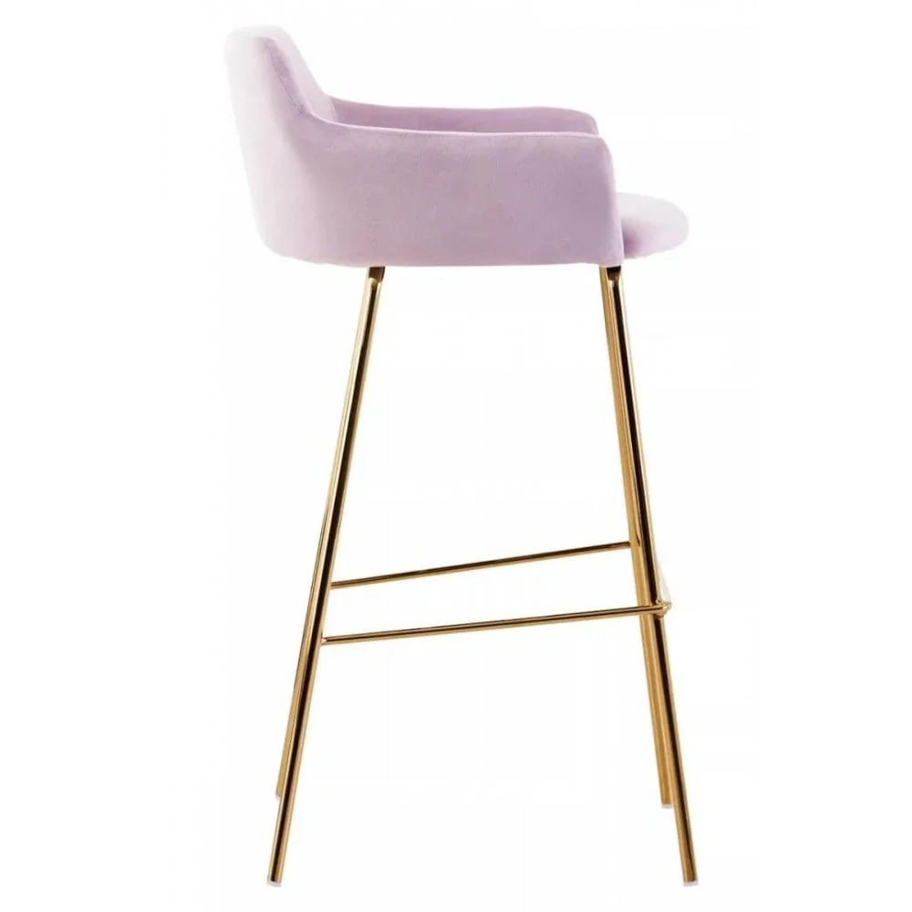 Blush Velvet Low Back Bar Chair