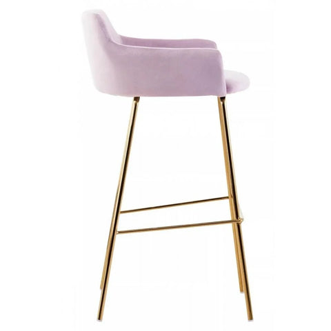 Blush Velvet Low Back Bar Chair