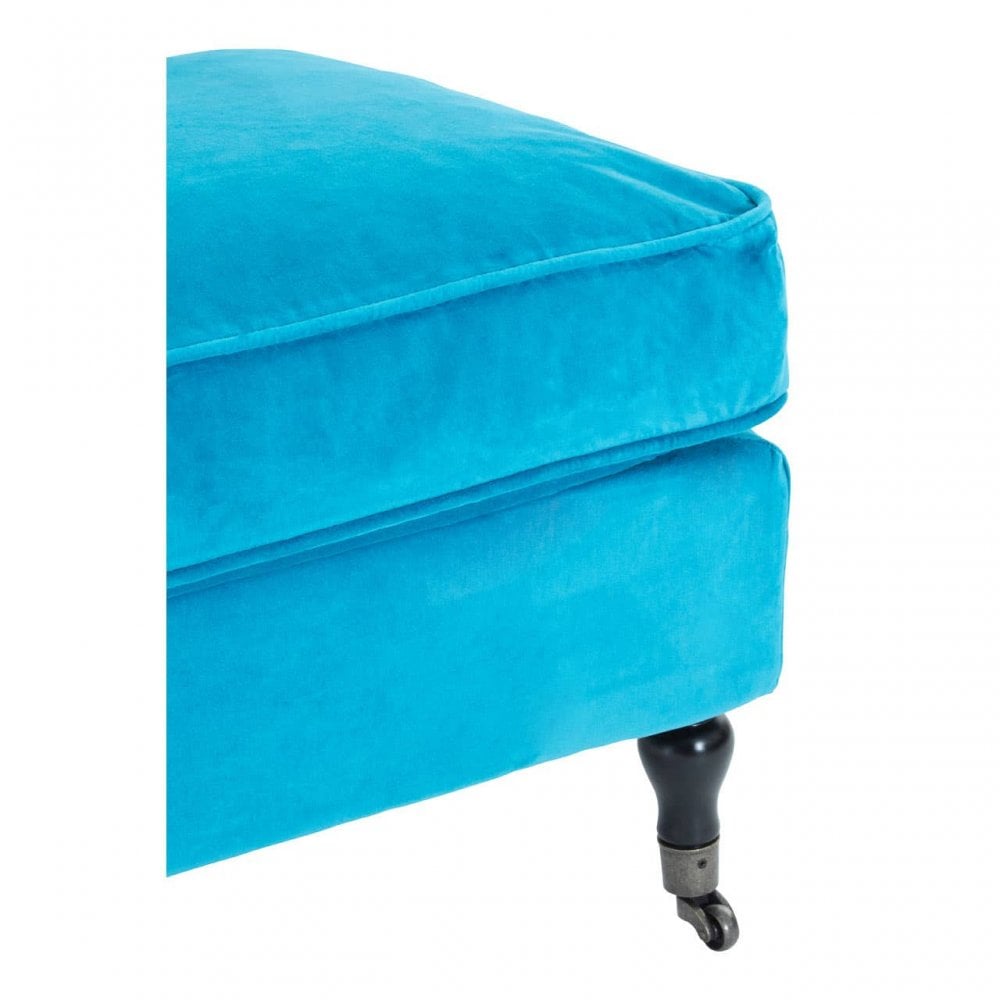 Ocean Teal Cotton Velvet Plush Footstool
