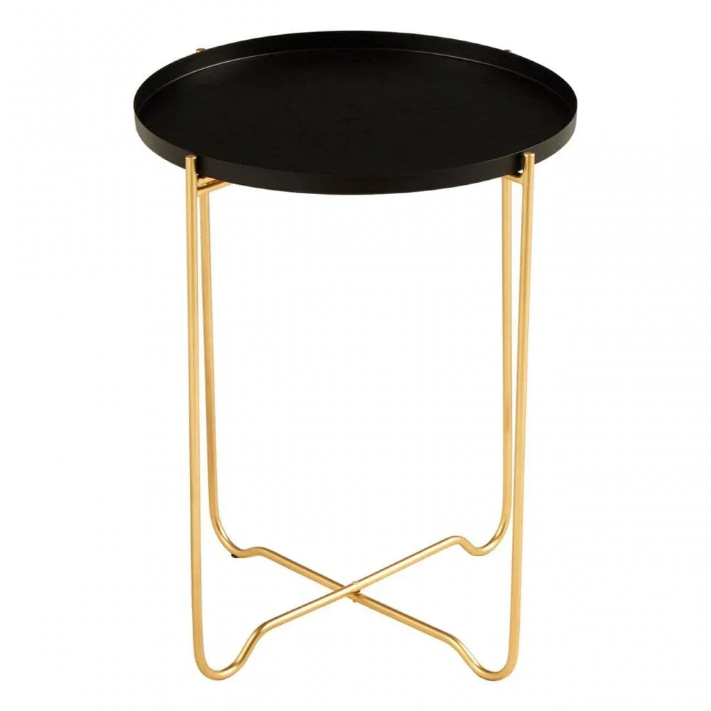 Titan Black Finish Round Top Side Table