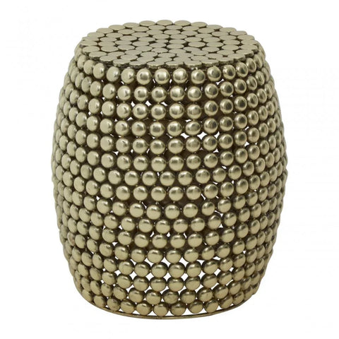 Titan Gold Finish Beaded Barrel Stool