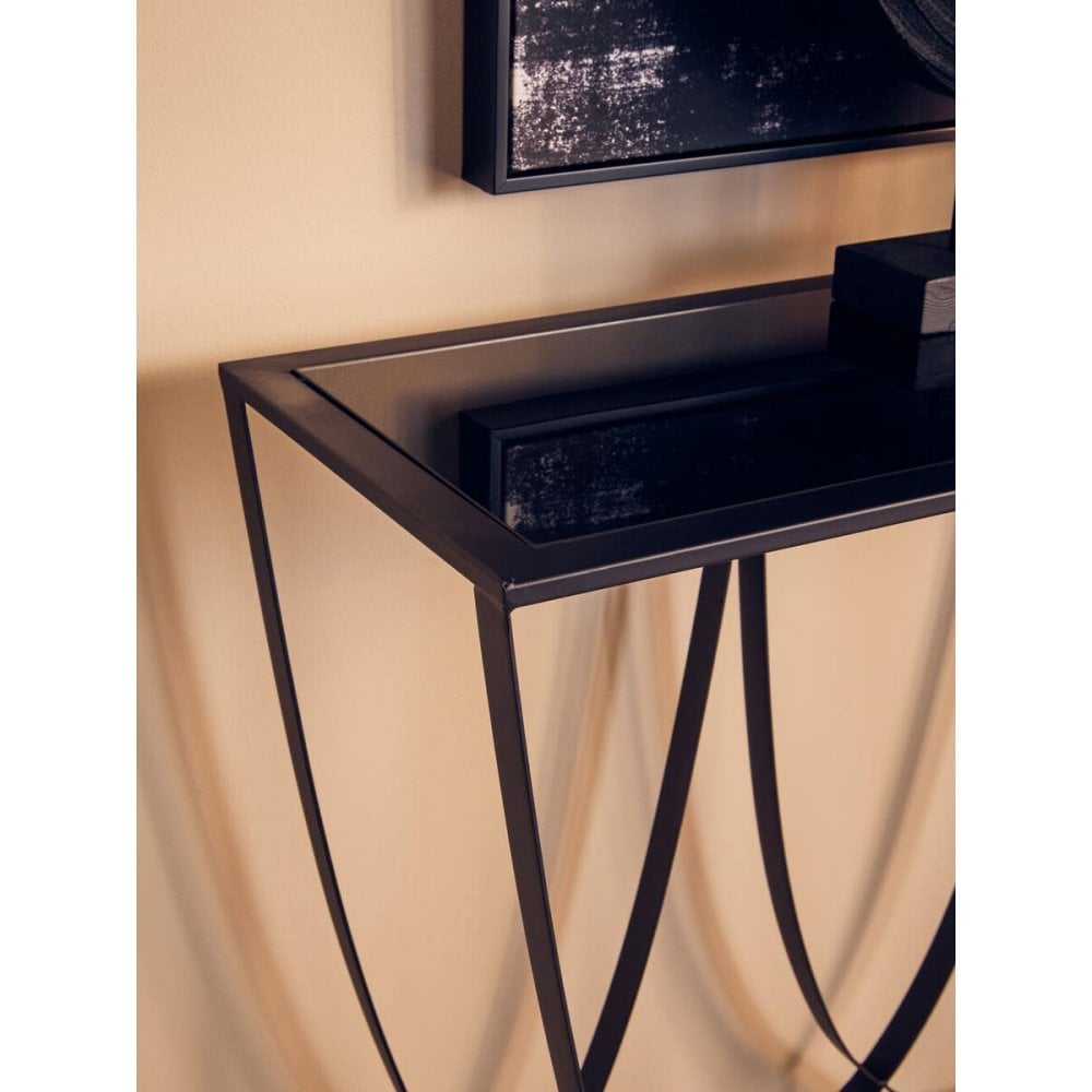 Edge Black Glass Console Table