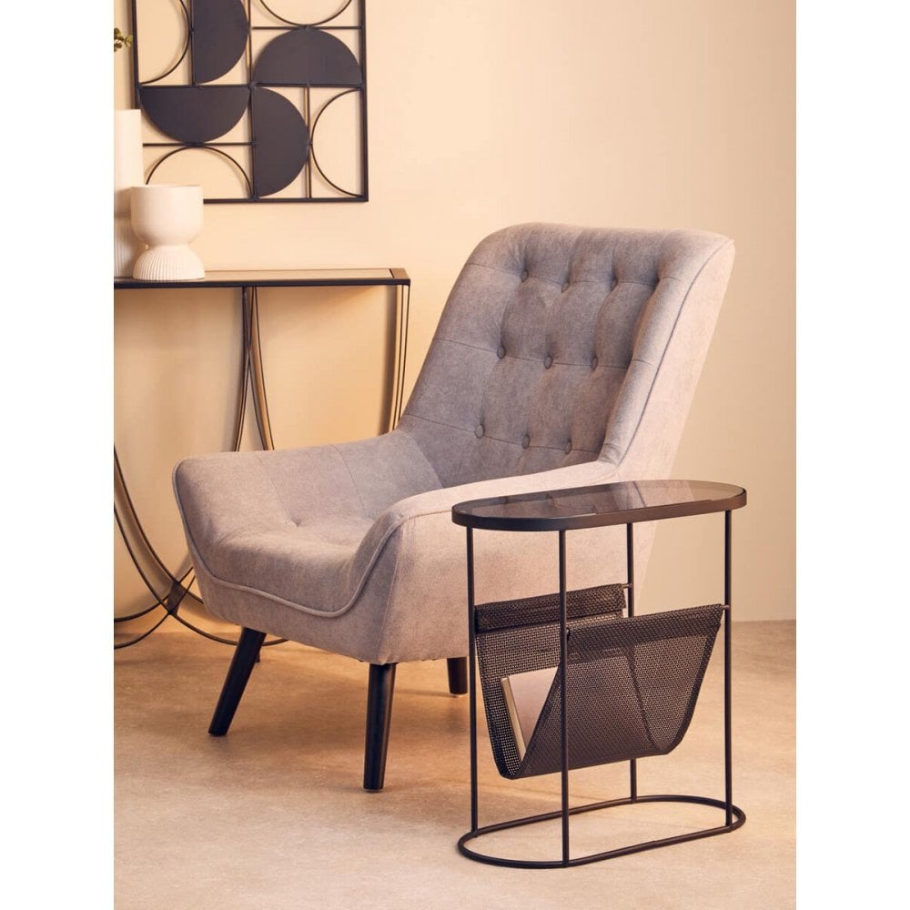 Edge Grey Glass Side Table